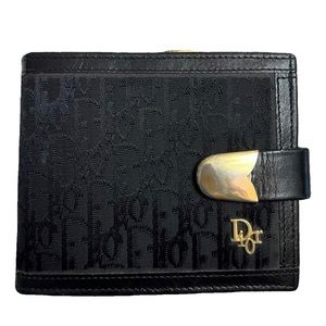 Christian Dior Bi-Fold Black Canvas Wallet (4.5”x4”x1”)